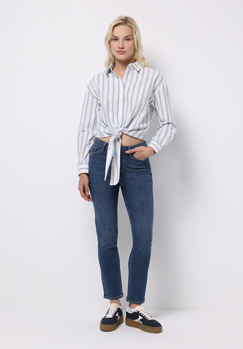 Imagine a Pantaloni De Dama Albastru Slim Fit 703 Carla Cl1076570