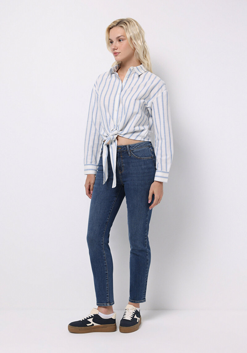 Afișați detalii pentru Pantaloni De Dama Albastru Slim Fit 703 Carla Cl1076570