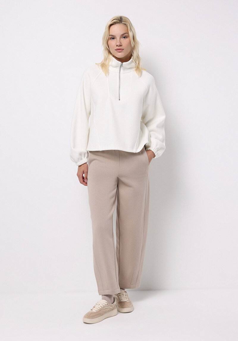 Imagine a Hanorac / Bluza De Dama Ecru Relax Fit Cl1076699