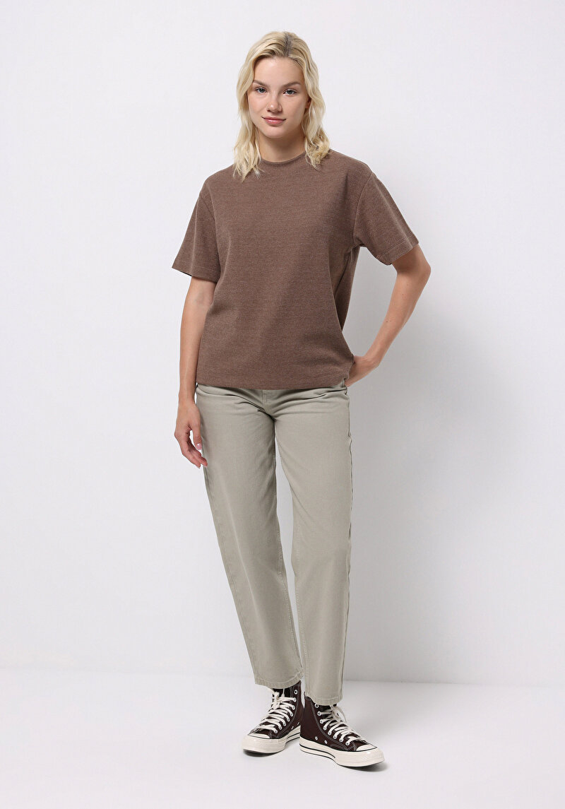 Imagine a Pulover Cu Mâneci Scurte De Dama Maro Regular Fit Cl1077171