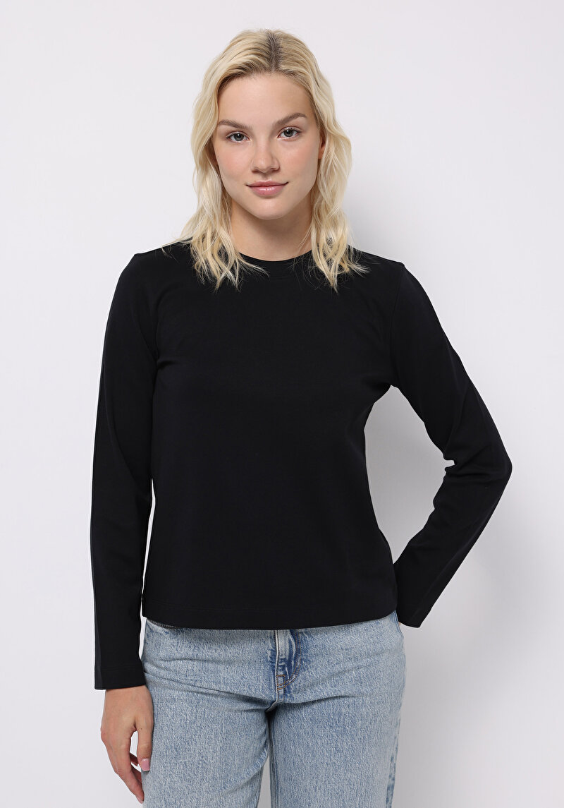 Imagine a Tricou Cu Maneca Lunga De Dama Negru Regular Fit  Cl1076451