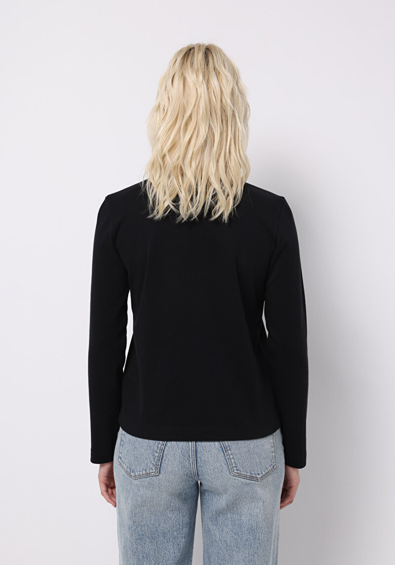 Afișați detalii pentru Tricou Cu Maneca Lunga De Dama Negru Regular Fit  Cl1076451