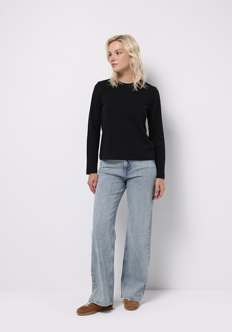 Afișați detalii pentru Tricou Cu Maneca Lunga De Dama Negru Regular Fit  Cl1076451