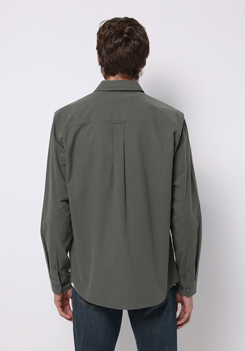 Afișați detalii pentru Camasa Cu Maneca Lunga De Barbati Kaki Regular Fit  Cl1073845