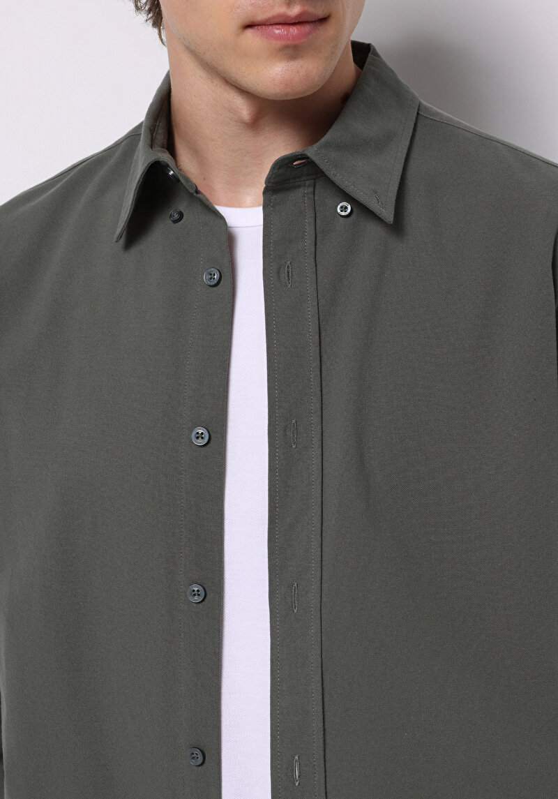 Afișați detalii pentru Camasa Cu Maneca Lunga De Barbati Kaki Regular Fit  Cl1073845