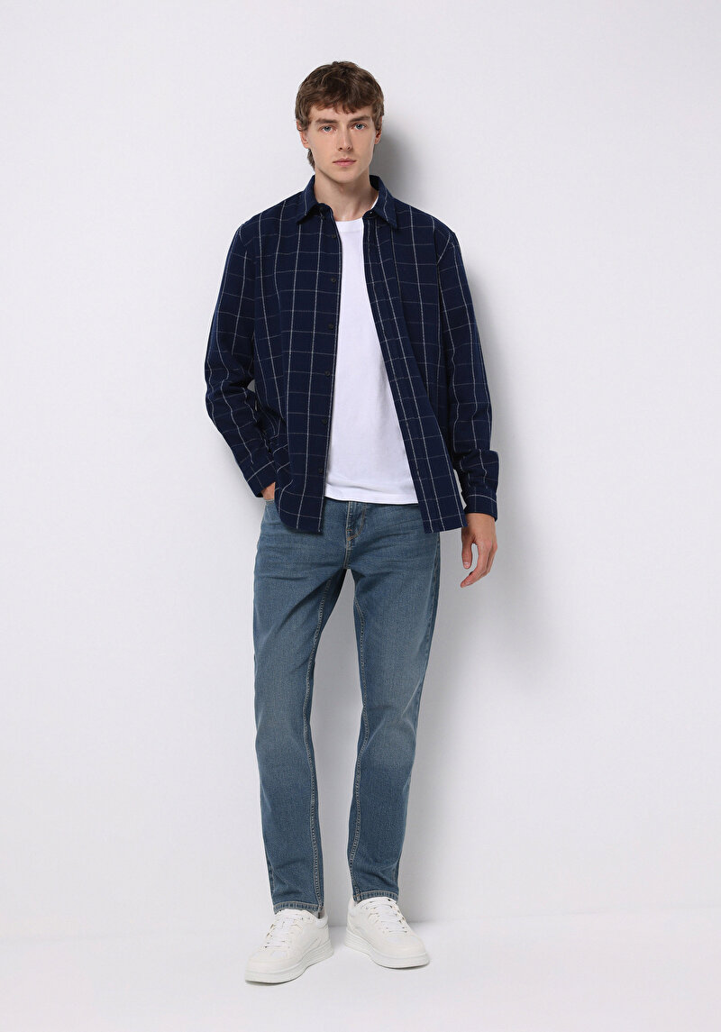 Afișați detalii pentru Camasa Cu Maneca Lunga De Barbati Albastru Marin Regular Fit  Cl1075449