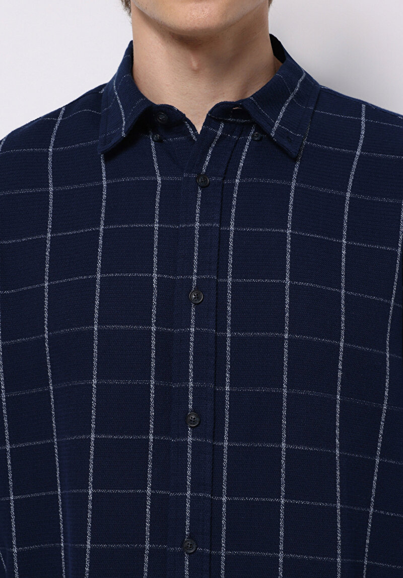 Afișați detalii pentru Camasa Cu Maneca Lunga De Barbati Albastru Marin Regular Fit  Cl1075449