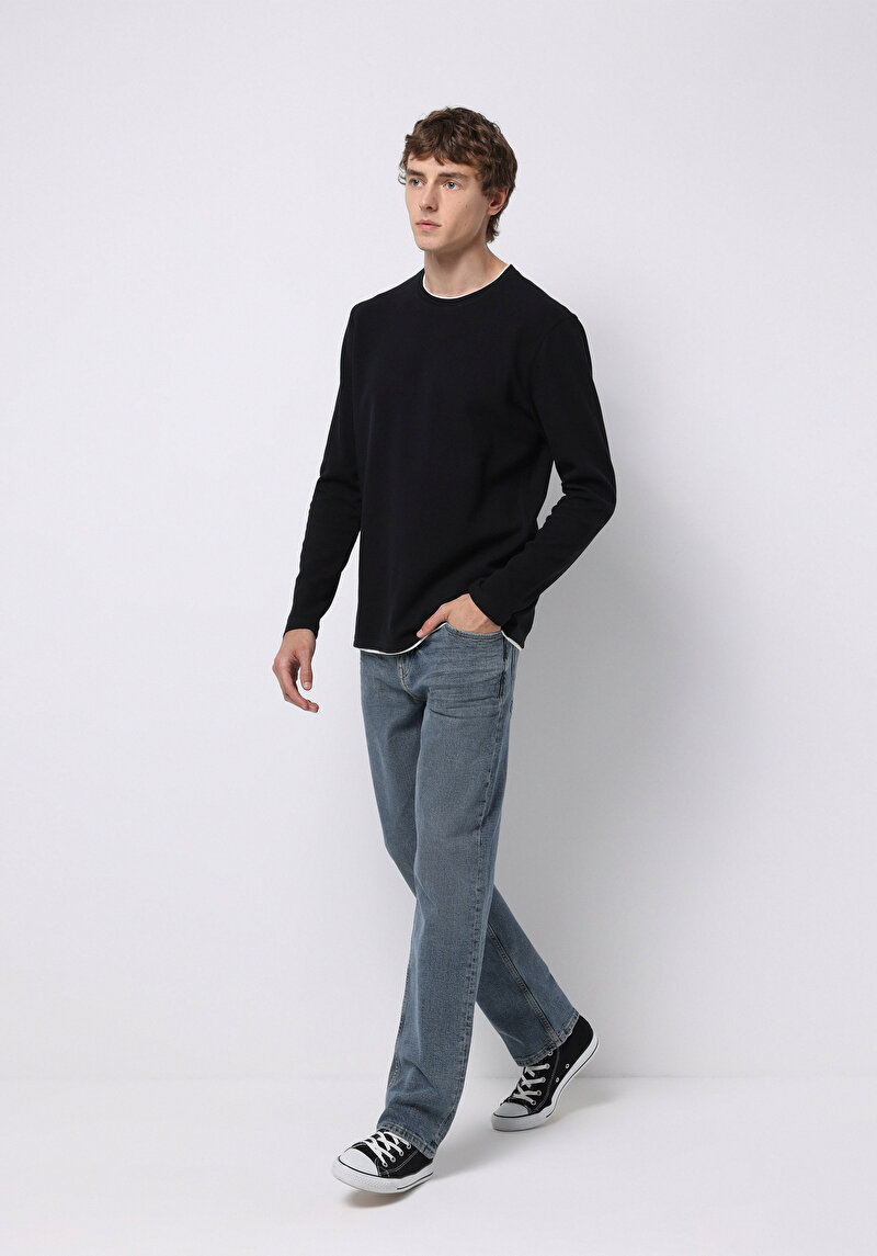 Afișați detalii pentru Tricou Cu Maneca Lunga De Barbati Negru Regular Fit  Cl1076433