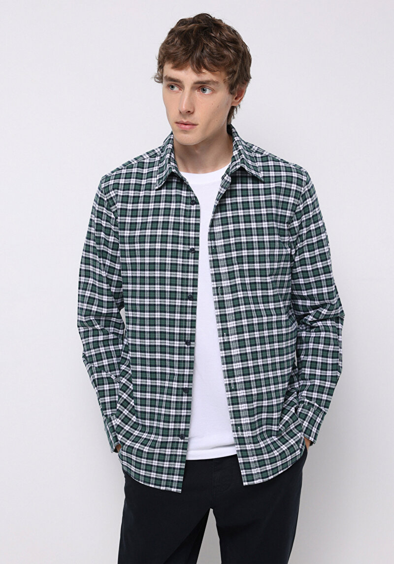 Imagine a Camasa Cu Maneca Lunga De Barbati Verde Regular Fit  Cl1076492