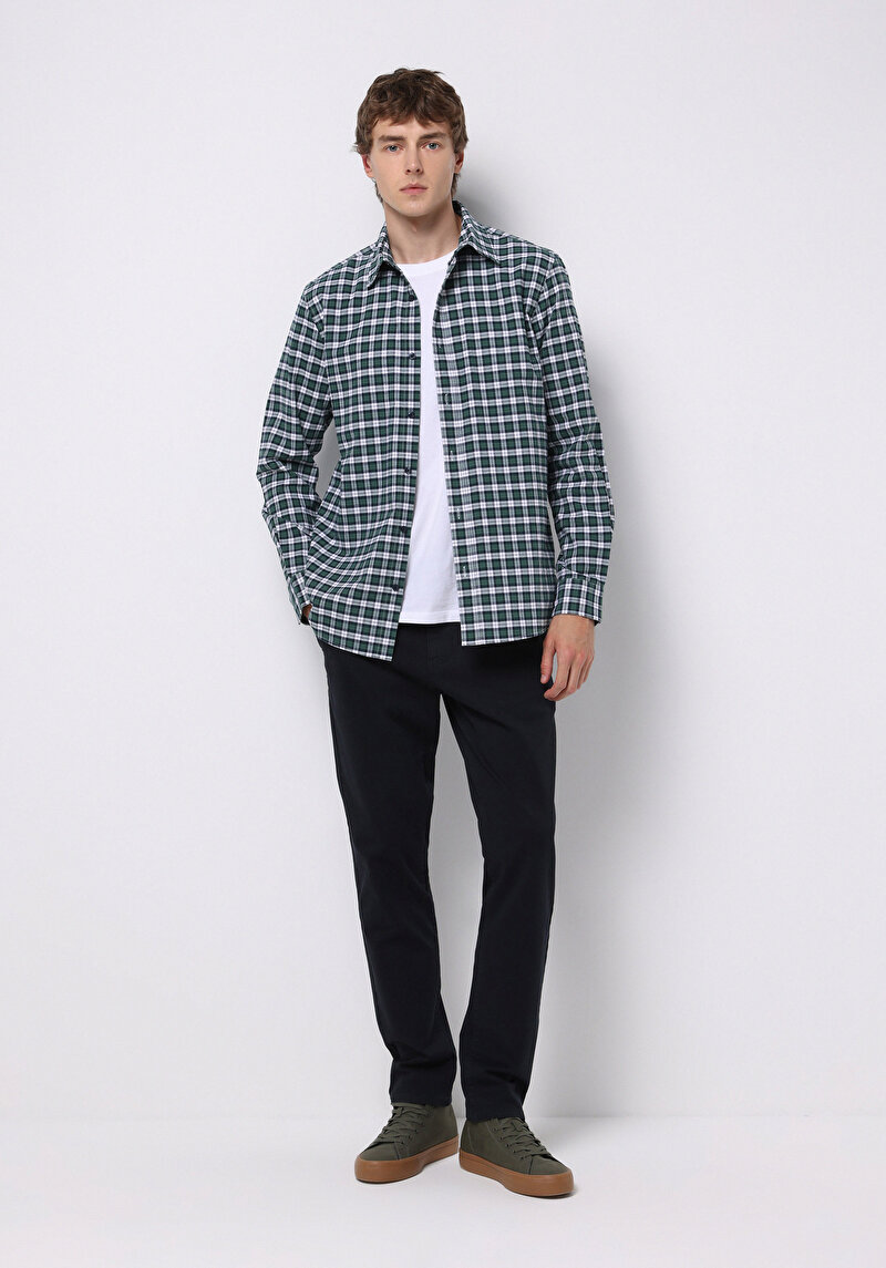 Imagine a Camasa Cu Maneca Lunga De Barbati Verde Regular Fit Cl1076492