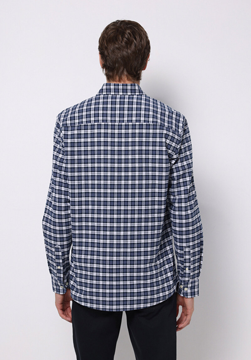 Imagine a Camasa Cu Maneca Lunga De Barbati Albastru Marin Regular Fit Cl1076492