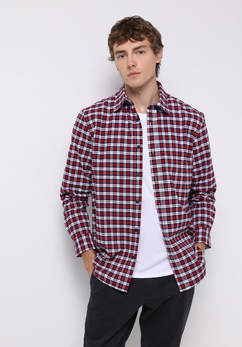 Imagine a Camasa Cu Maneca Lunga De Barbati Roşu Regular Fit  Cl1076492