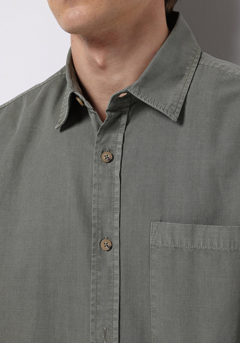 Imagine a Camasa Cu Maneca Lunga De Barbati Kaki Comfort Fit Cl1075661