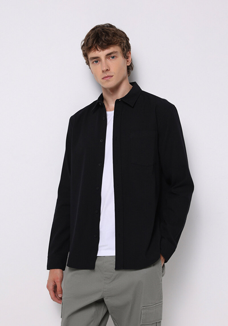 Imagine a Camasa Cu Maneca Lunga De Barbati Negru Slim Fit  Cl1076727