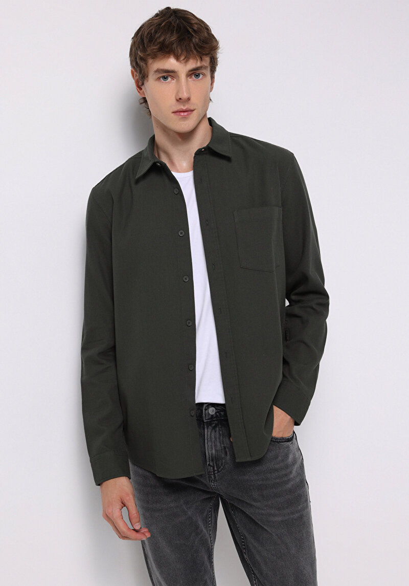 Imagine a Camasa Cu Maneca Lunga De Barbati Verde Slim Fit Cl1076727