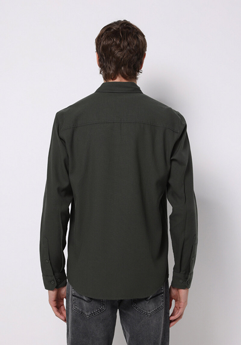 Imagine a Camasa Cu Maneca Lunga De Barbati Verde Slim Fit Cl1076727