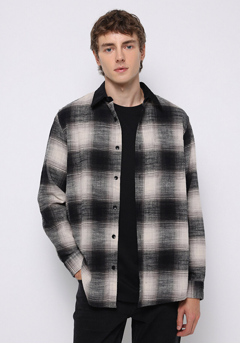 Imagine a Camasa Cu Maneca Lunga De Barbati Negru Comfort Fit Cl1077642