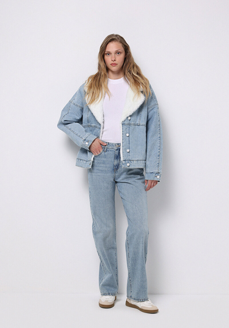 Afișați detalii pentru Jacheta De Dama Albastru Oversize Fit  Cl1076057