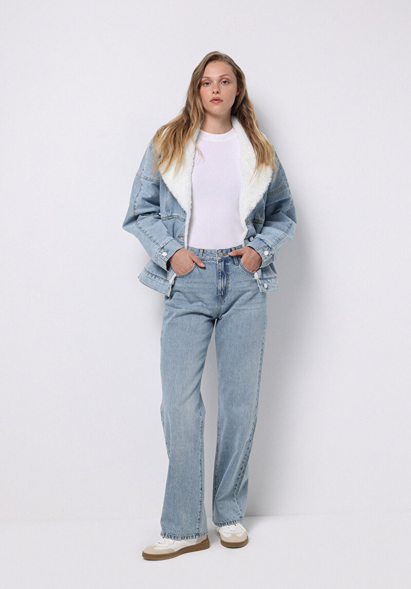 Afișați detalii pentru Pantaloni De Dama Albastru Straight Fit  Cl1076567