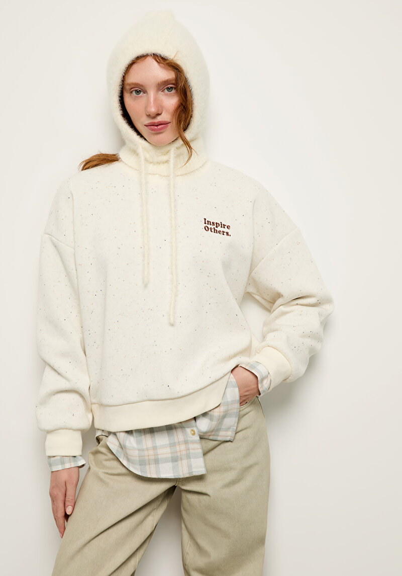 Imagine a Hanorac / Bluza De Dama Ecru Relaxed Fit  Cl1076584