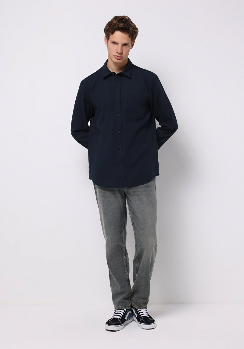 Imagine a Pantaloni De Barbati Albastru Loose Straight Fit Cl1076796