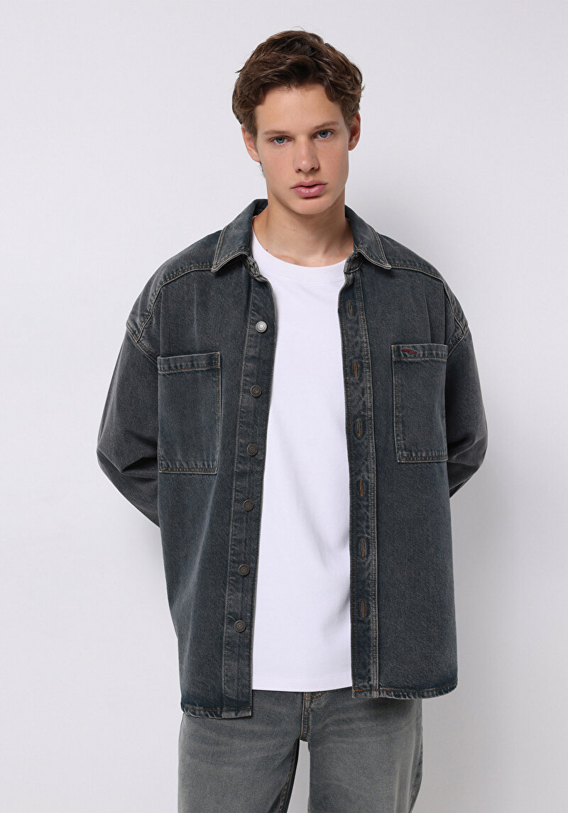 Imagine a Jachetă De Barbati Albastru Oversize Fit  Cl1076798