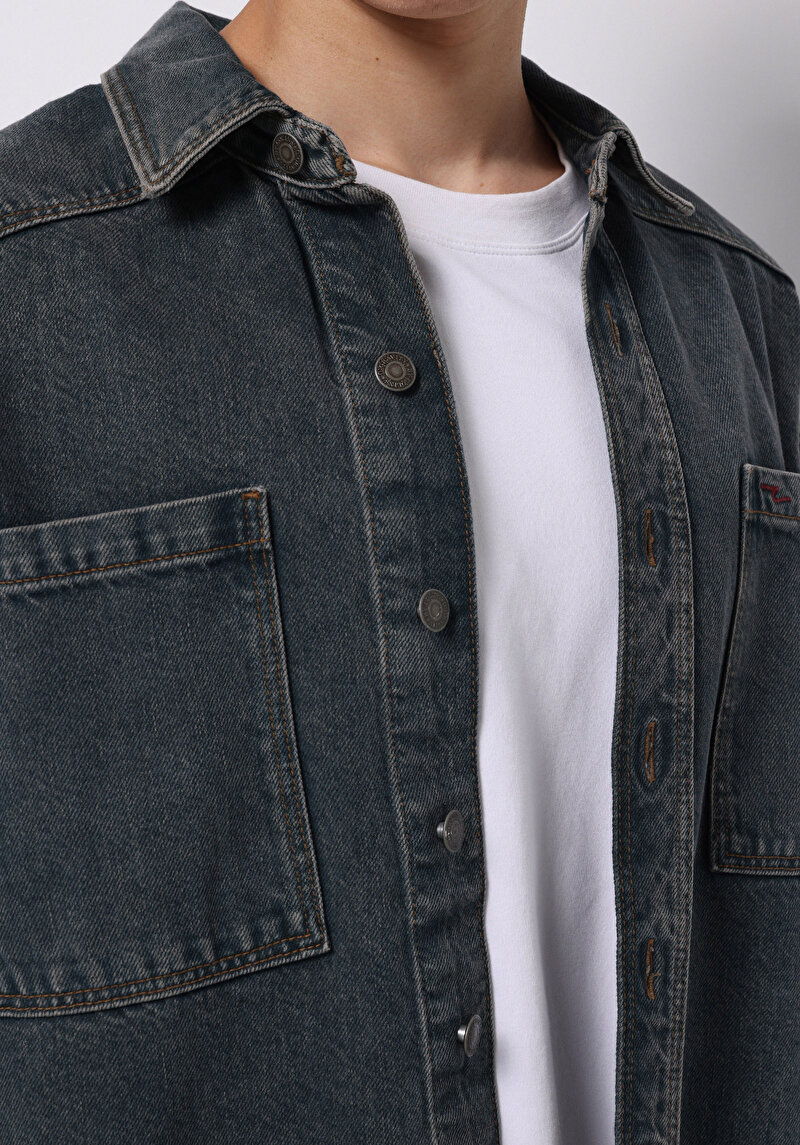 Imagine a Jachetă De Barbati Albastru Oversize Fit Cl1076798