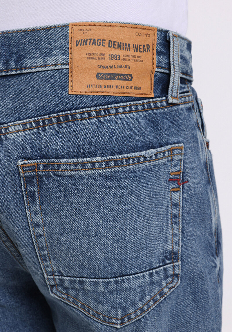 Afișați detalii pentru Pantaloni De Barbati Albastru Loose Tapered Fit  Cl1076833