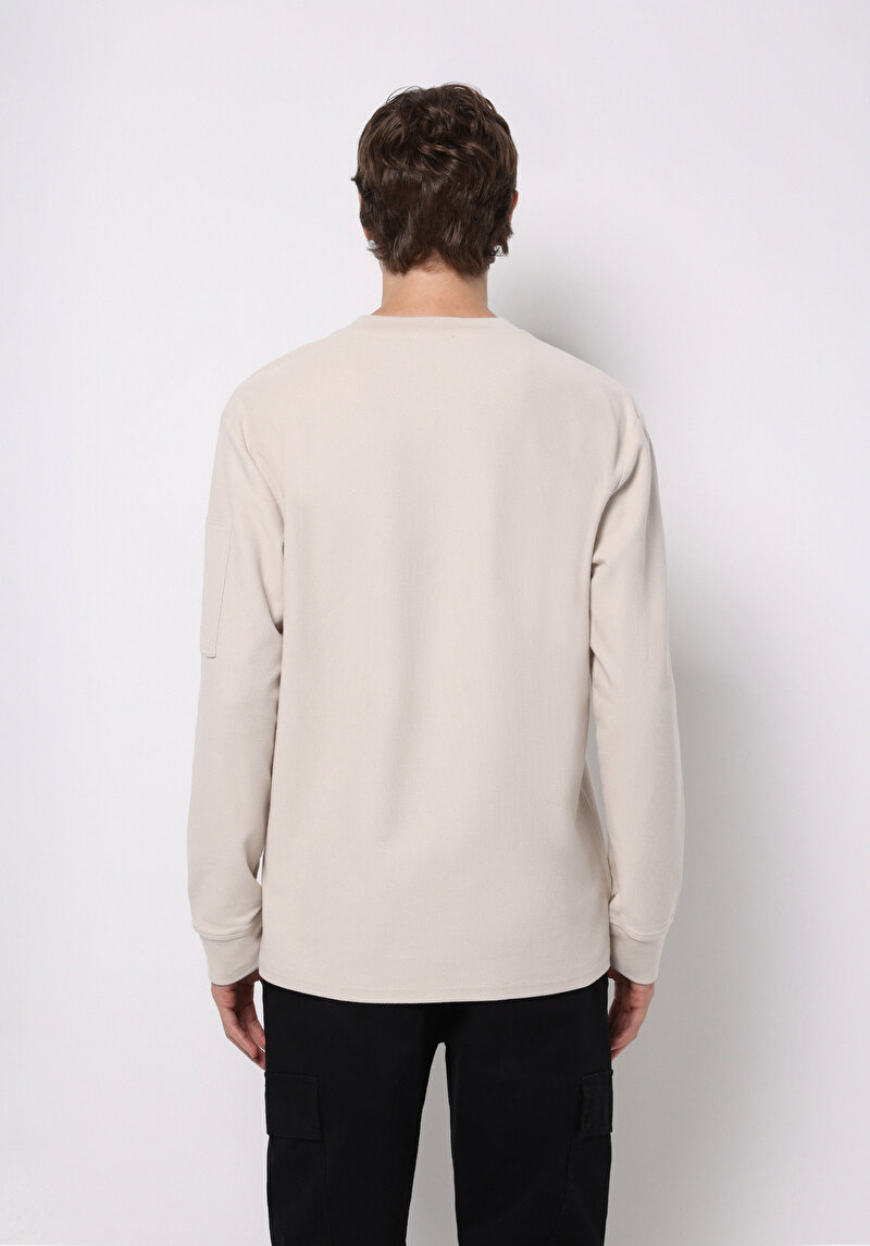 Imagine a Tricou Cu Maneca Lunga De Barbati Bej Comfort Fit Cl1075344