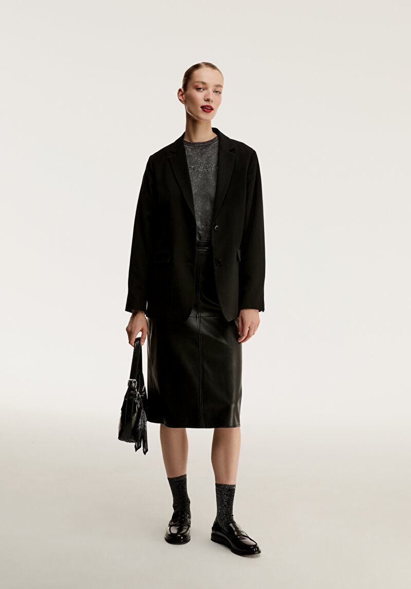 Imagine a Fusta De Dama Negru Midi Cl1075227