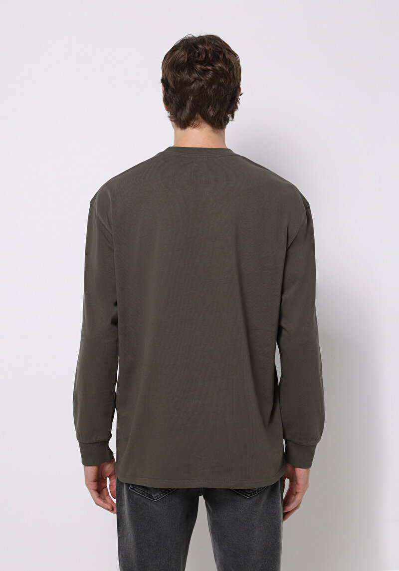 Imagine a Tricou Cu Maneca Lunga De Barbati Kaki Comfort Fit Cl1076435