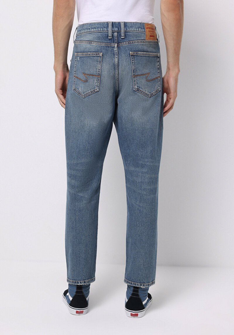 Afișați detalii pentru Pantaloni De Barbati Albastru Loose Tapered Fit  Cl1076832