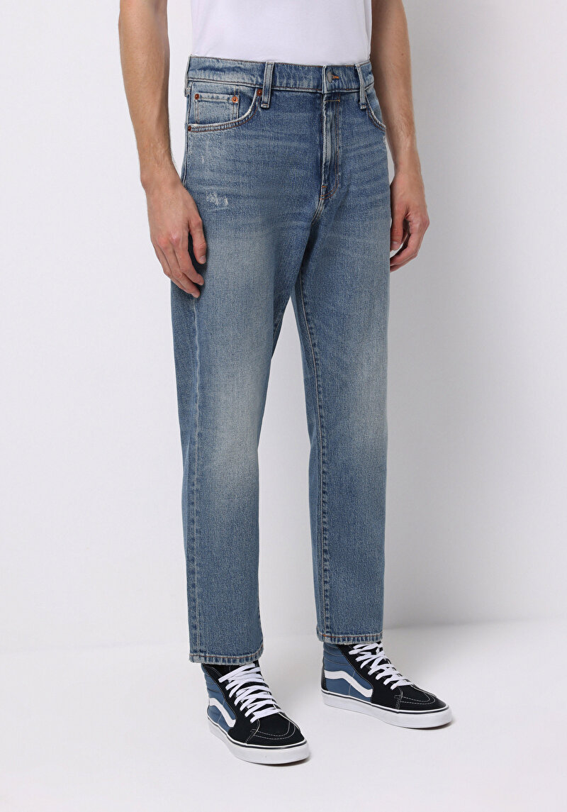 Afișați detalii pentru Pantaloni De Barbati Albastru Loose Tapered Fit  Cl1076832