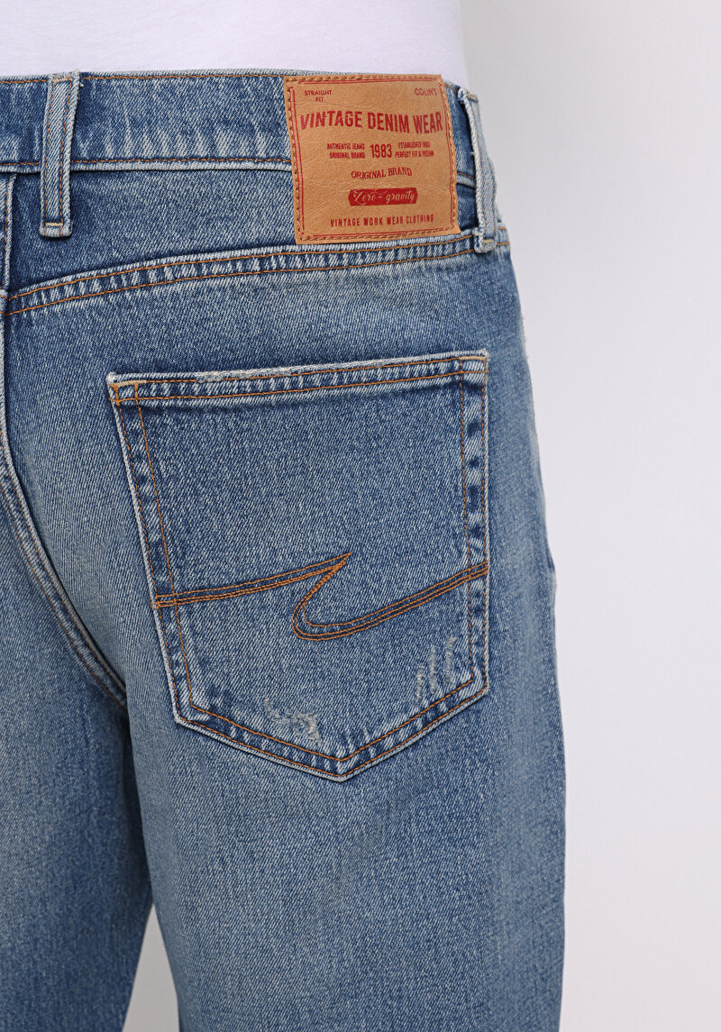 Afișați detalii pentru Pantaloni De Barbati Albastru Loose Tapered Fit  Cl1076832