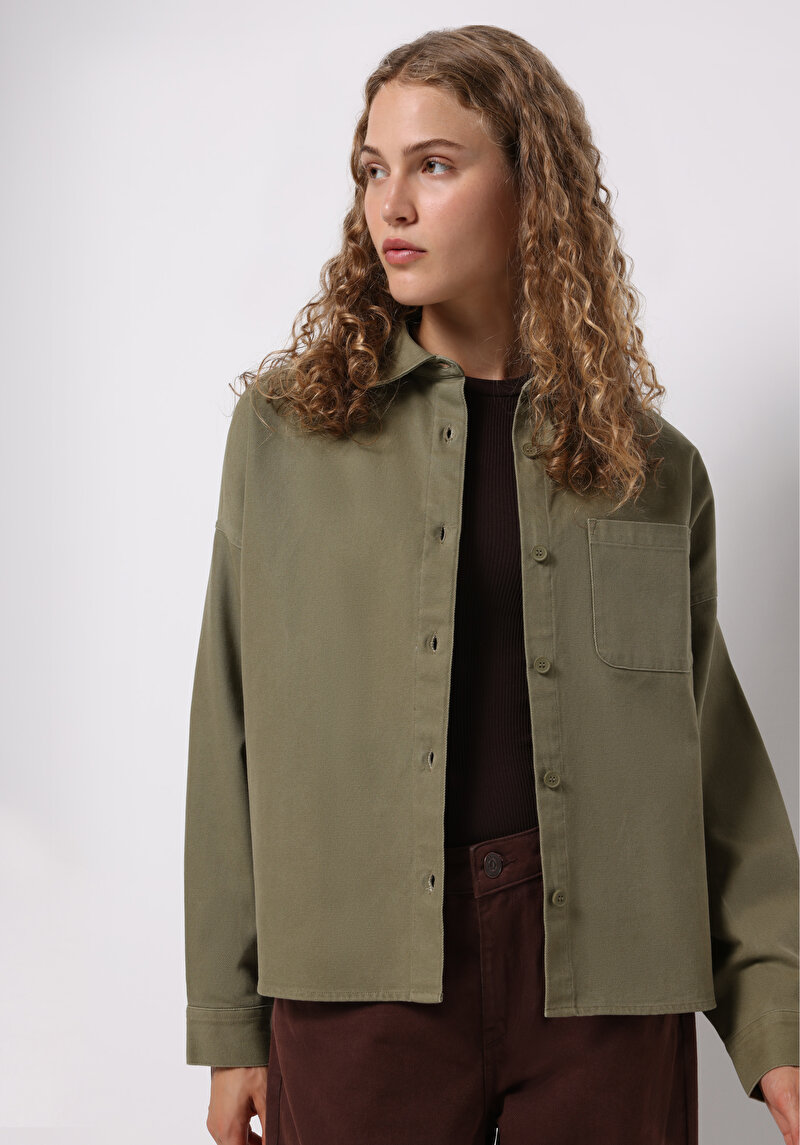 Imagine a Camasa Cu Maneca Lunga De Dama Kaki Relax Fit  Cl1076671