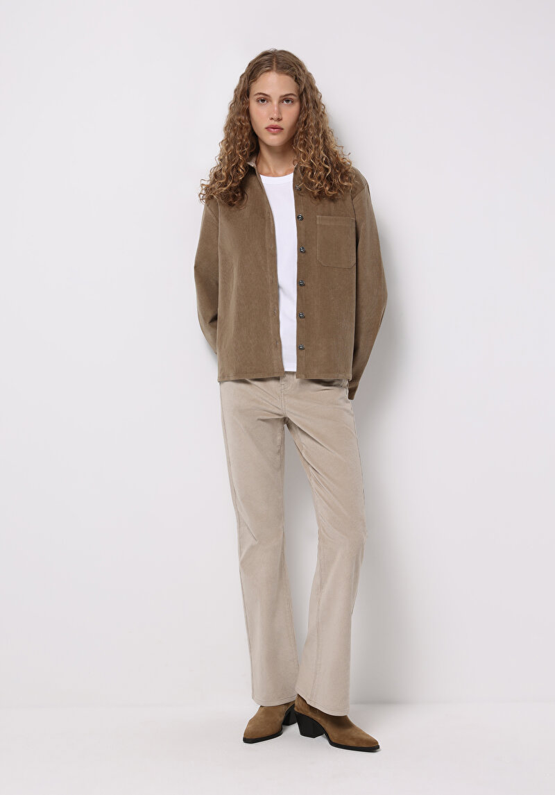 Imagine a Camasa Cu Maneca Lunga De Dama Bej Regular Fit Cl1076672