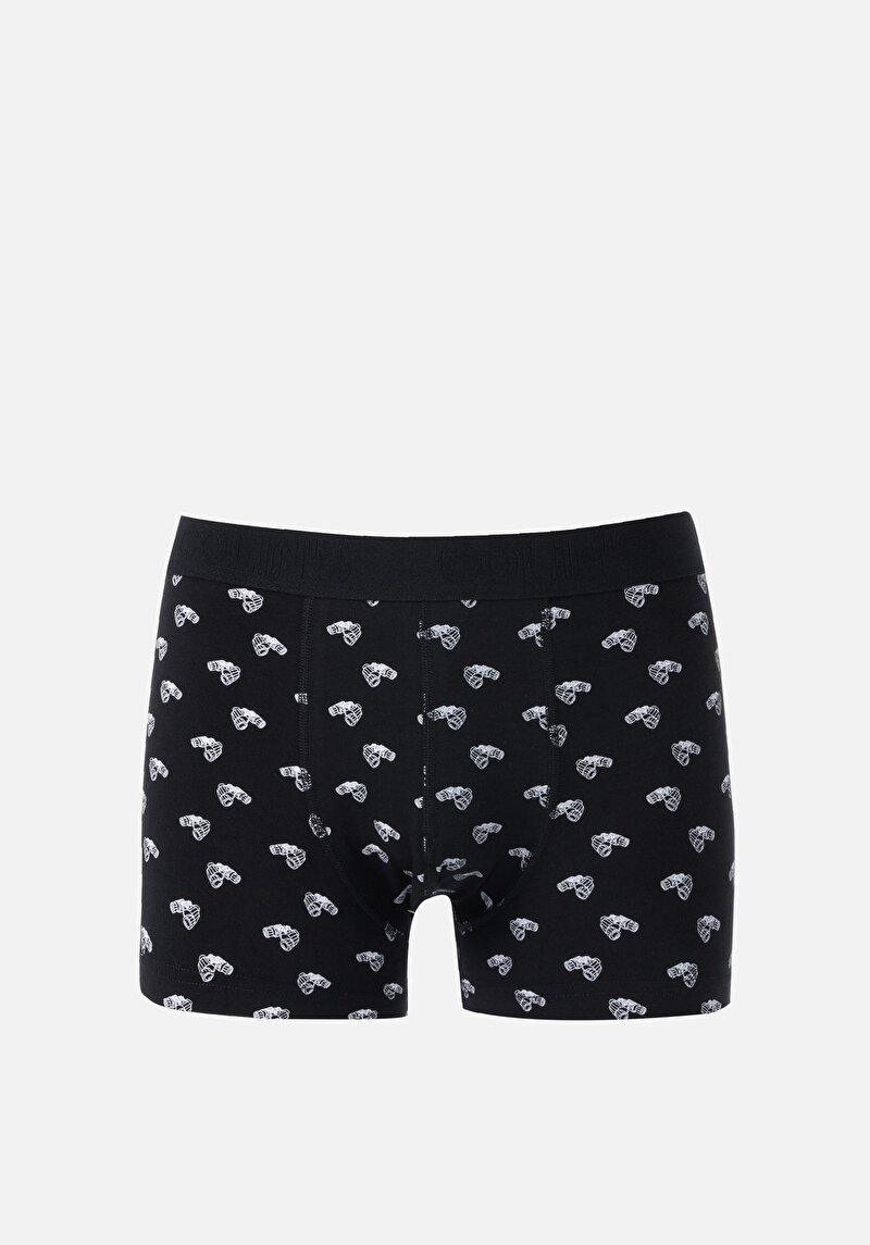 Imagine a Boxer Negru Pentru Bărbați Cu İmprimeu Modern Fit