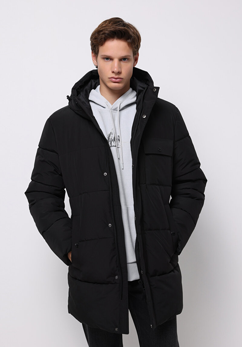 Imagine a Palton De Barbati Negru Regular Fit  Cl1076393