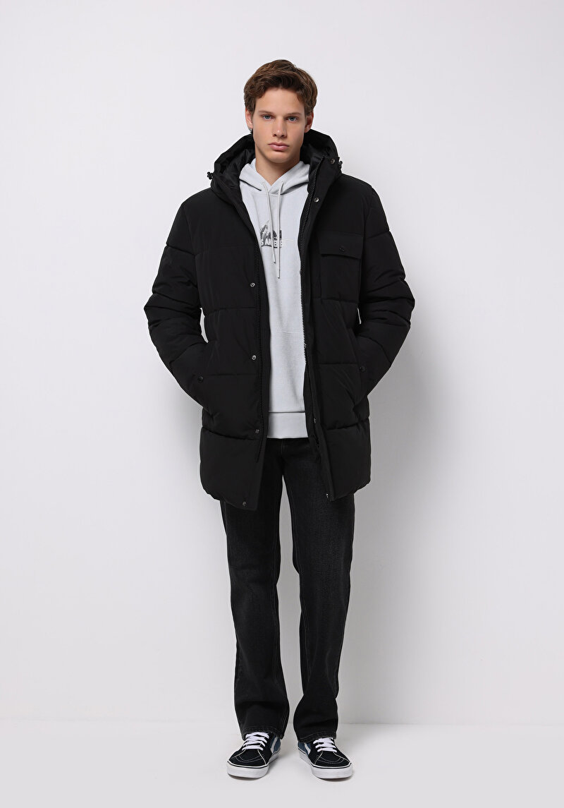 Imagine a Palton De Barbati Negru Regular Fit Cl1076393