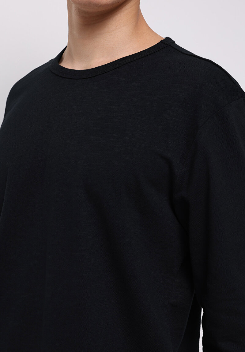 Imagine a Tricou Cu Maneca Lunga De Barbati Negru Regular Fit Cl1076432