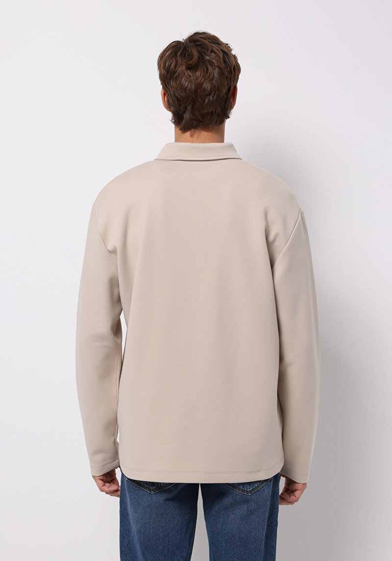 Imagine a Tricou Cu Maneca Lunga De Barbati Bej Comfort Fit Cl1077104