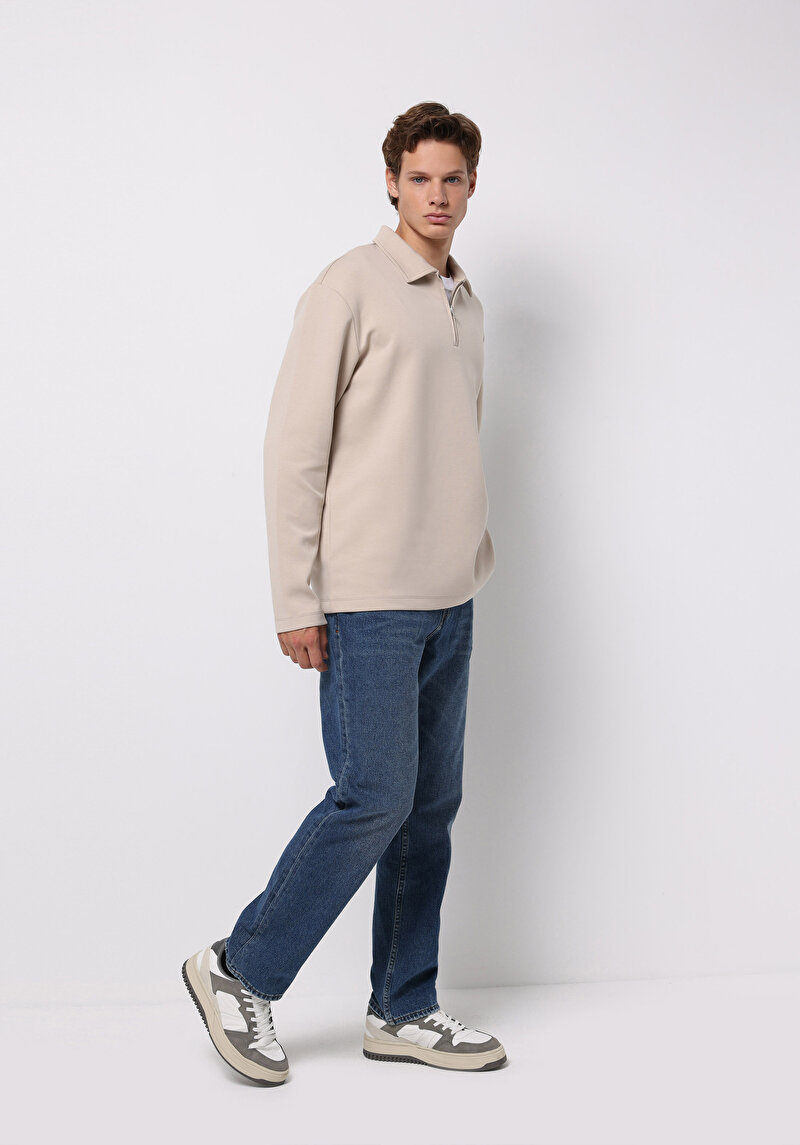 Imagine a Tricou Cu Maneca Lunga De Barbati Bej Comfort Fit Cl1077104