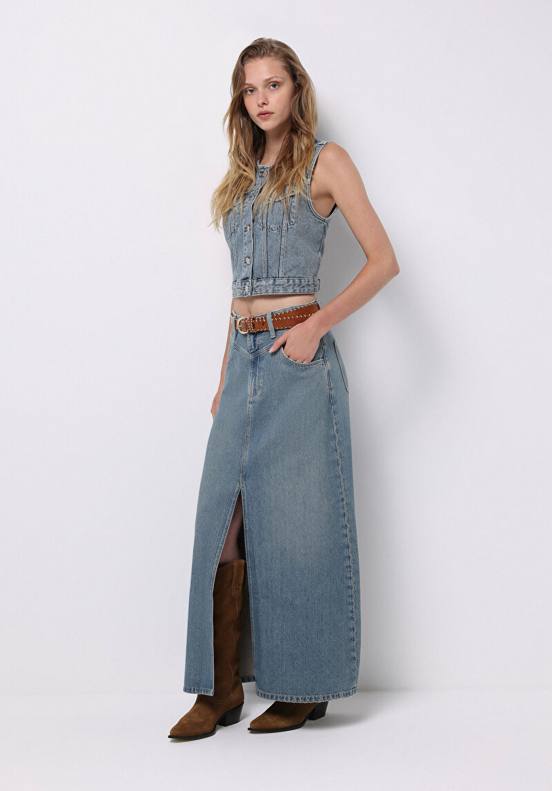 Imagine a Fusta De Dama Albastru Regular Fit  Cl1076013