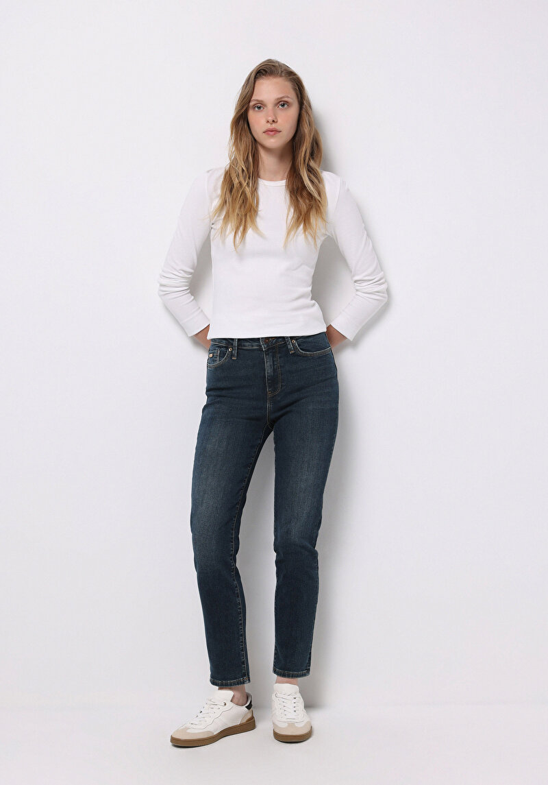 Imagine a Pantaloni De Dama Albastru Inchis Slim Fit 703 Carla Cl1077107