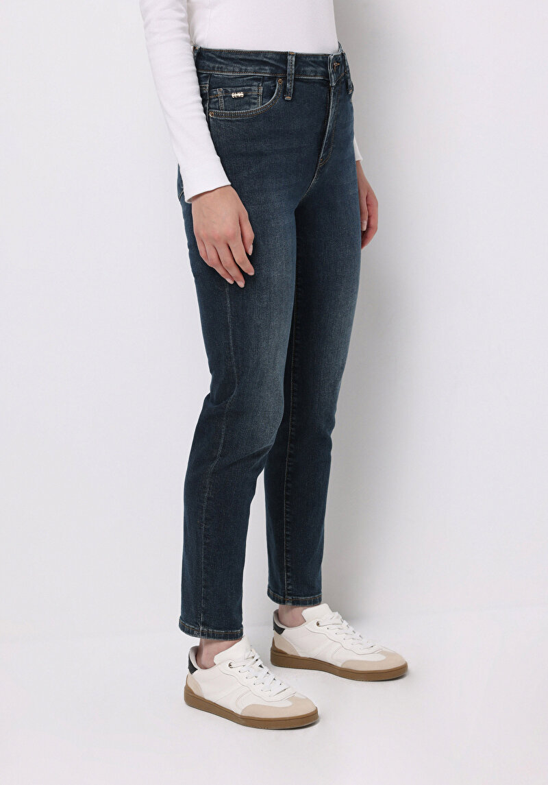 Afișați detalii pentru Pantaloni De Dama Albastru Inchis Slim Fit 703 Carla Cl1077107