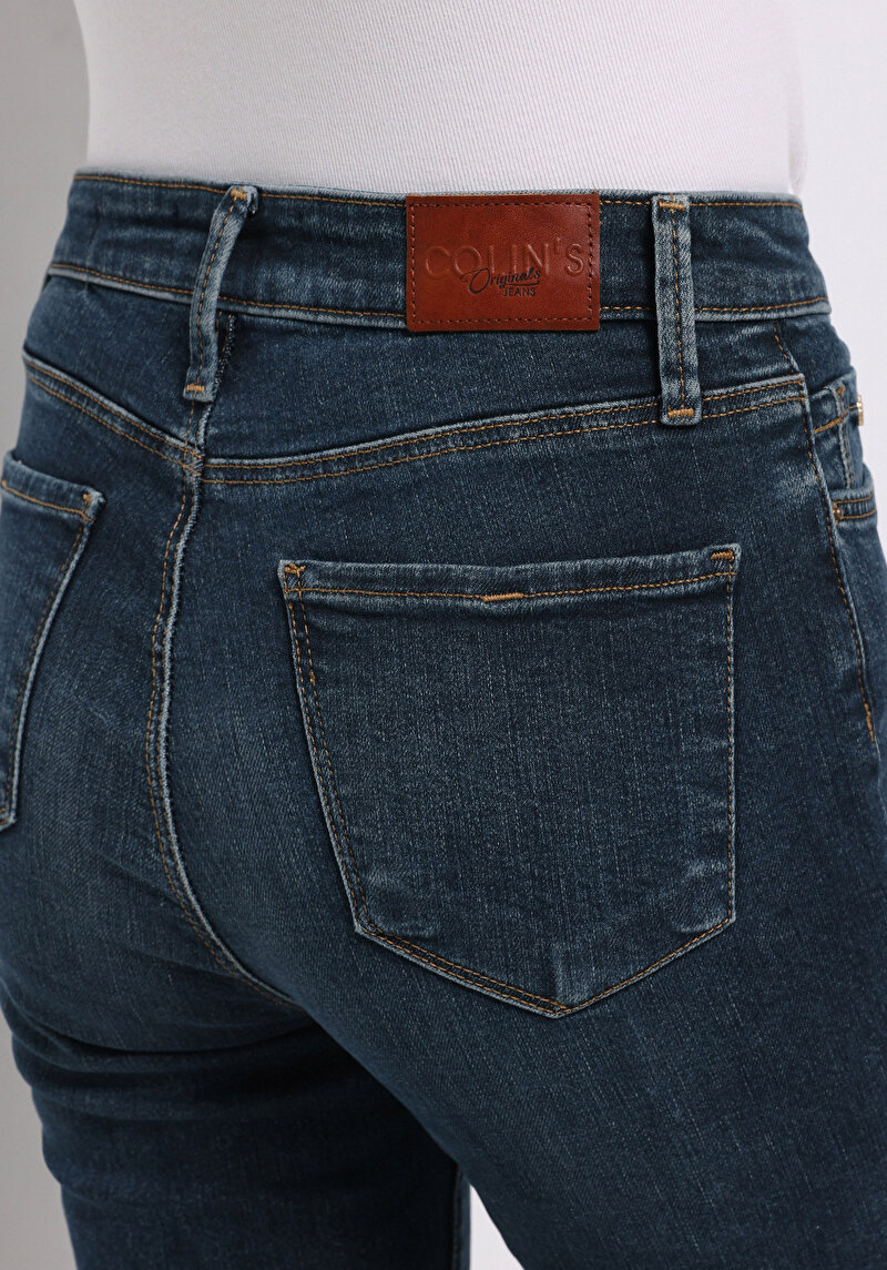 Afișați detalii pentru Pantaloni De Dama Albastru Inchis Slim Fit 703 Carla Cl1077107