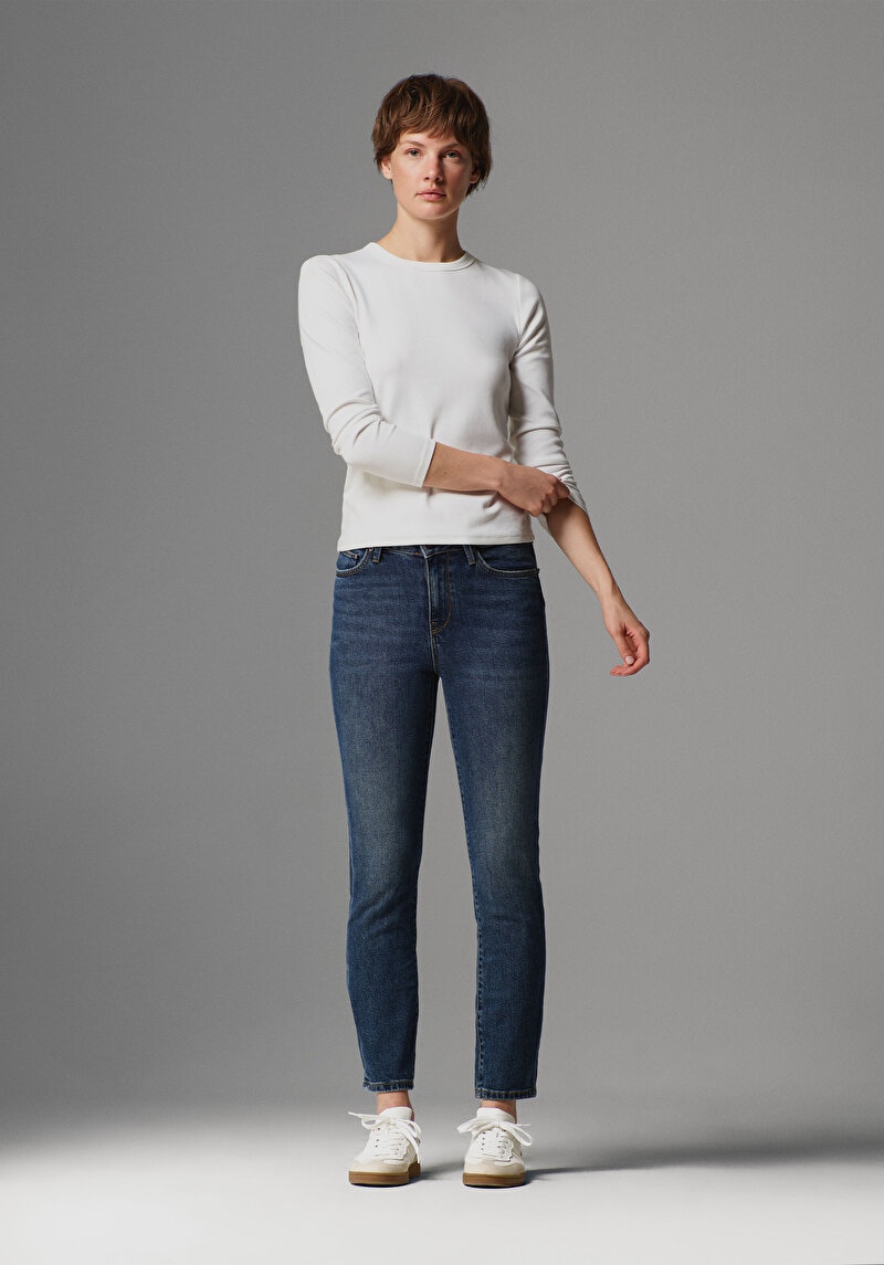 Imagine a Pantaloni De Dama Albastru Slim Fit 703 Carla Cl1077116