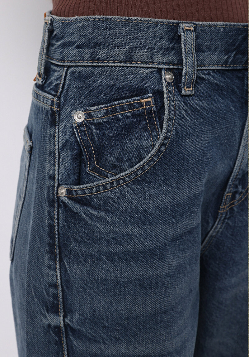 Afișați detalii pentru Pantaloni De Dama Albastru Loose Fit  Cl1076780