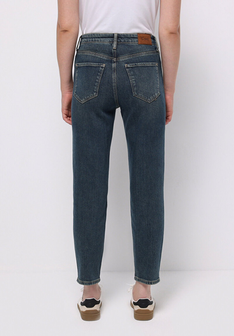 Afișați detalii pentru Pantaloni De Dama Albastru Mom Fit 896  Maria Cl1077409