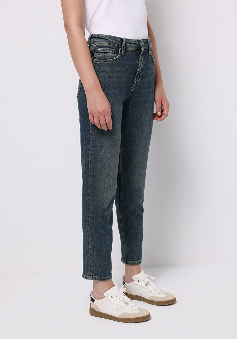 Afișați detalii pentru Pantaloni De Dama Albastru Mom Fit 896  Maria Cl1077409